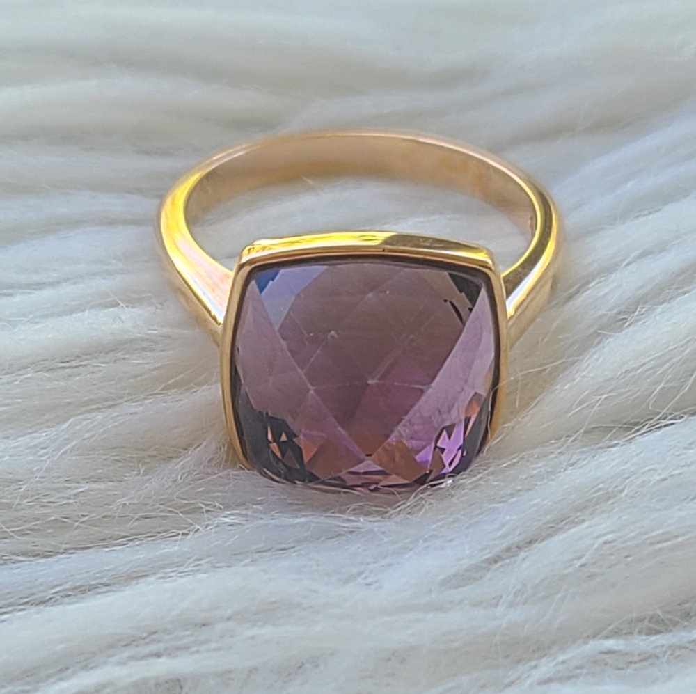 Swarovski Tempo Rose Gold Toned Ring with Pink Crystal-Excellent Condition 6.75